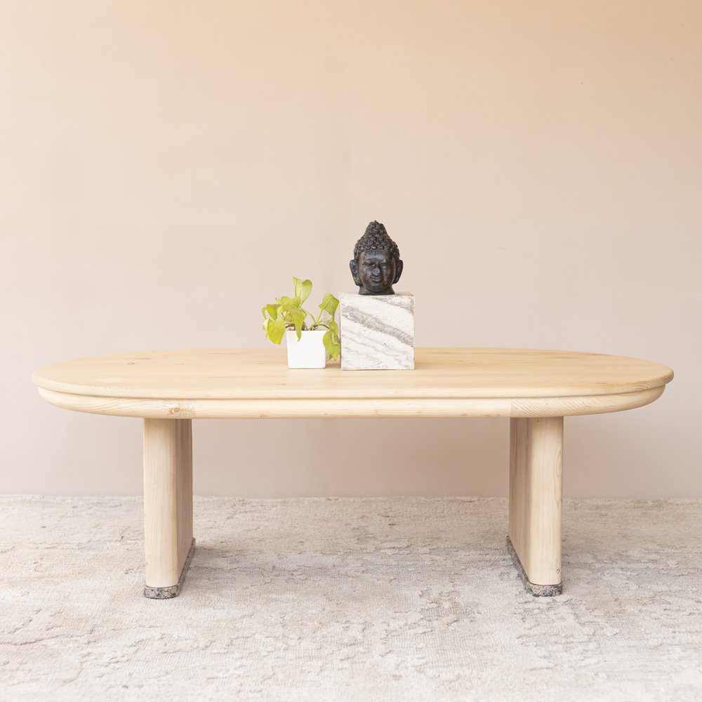 Natural Solid Wood Oval Solid Coffee Table - 54-inch