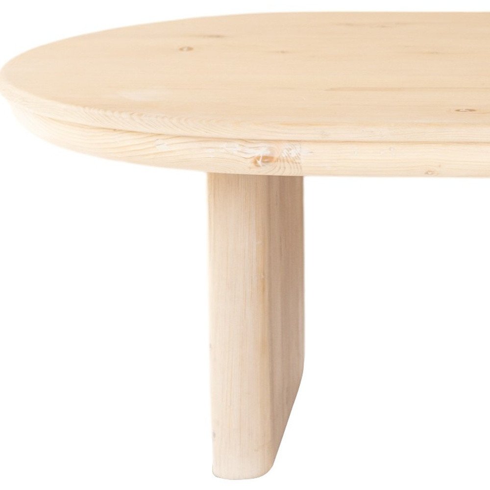 Natural Solid Wood Oval Solid Coffee Table - 54-inch