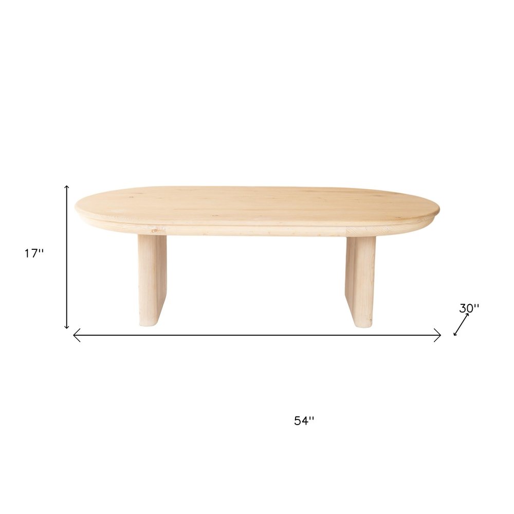 Natural Solid Wood Oval Solid Coffee Table - 54-inch