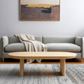 Natural Solid Wood Oval Solid Coffee Table - 54-inch
