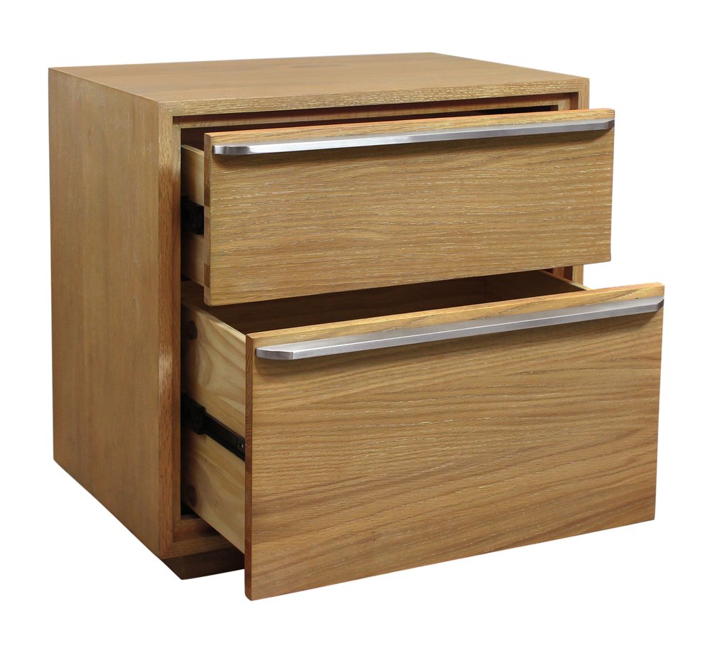 Natural Solid and Manufactured Wood Two Drawer Nightstand - 24-inch