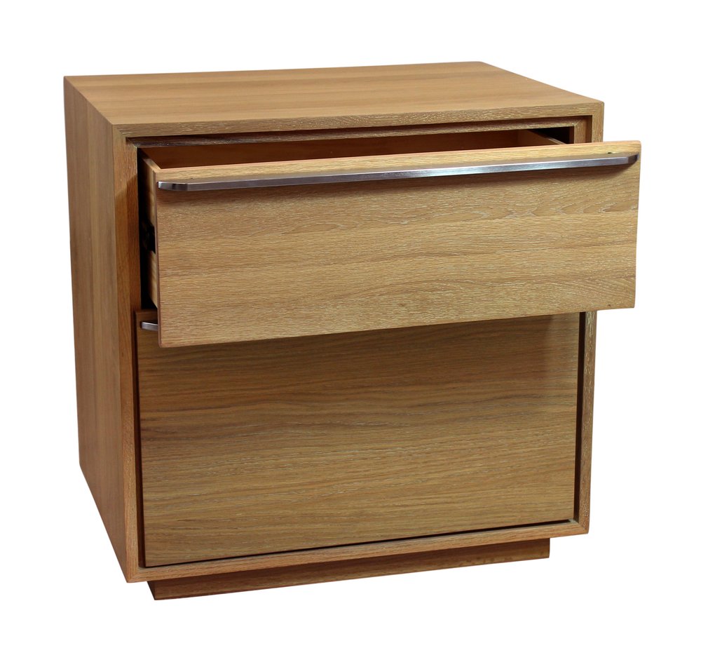 Natural Solid and Manufactured Wood Two Drawer Nightstand - 28-inch