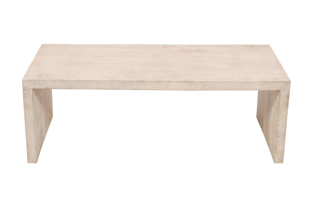 Three Piece Natural Solid Wood Distressed Sled Coffee and End Tables Set