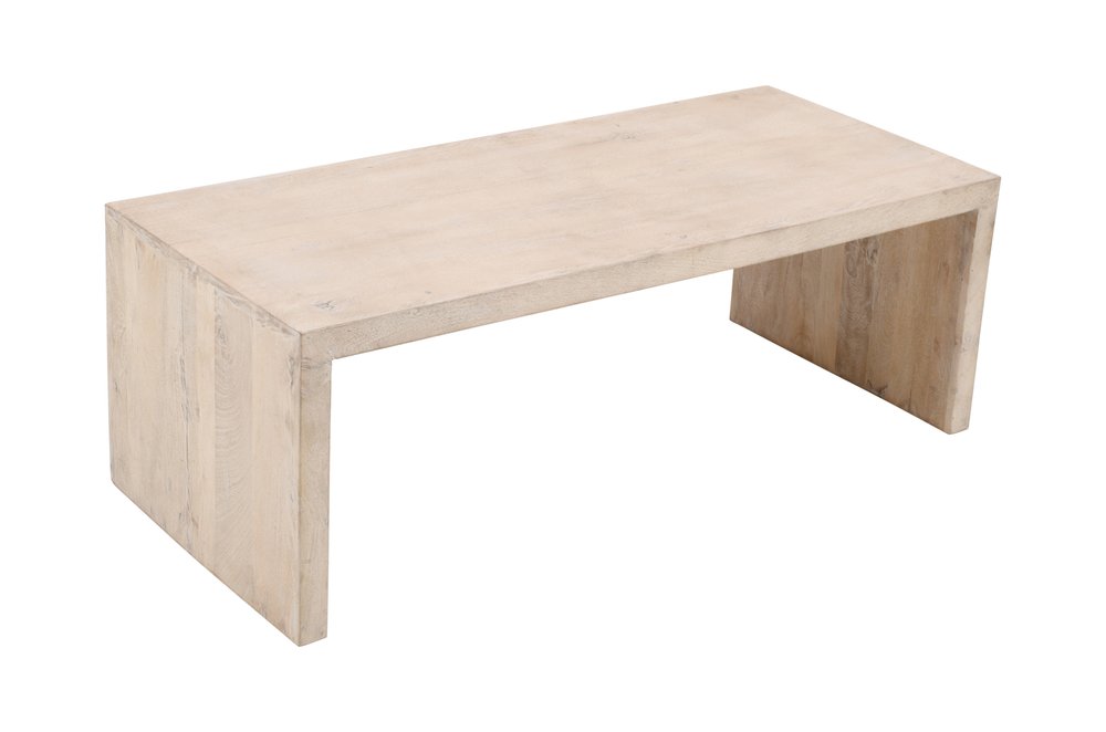 Three Piece Natural Solid Wood Distressed Sled Coffee and End Tables Set