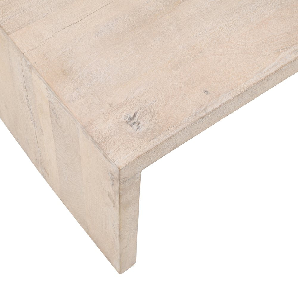 Three Piece Natural Solid Wood Distressed Sled Coffee and End Tables Set