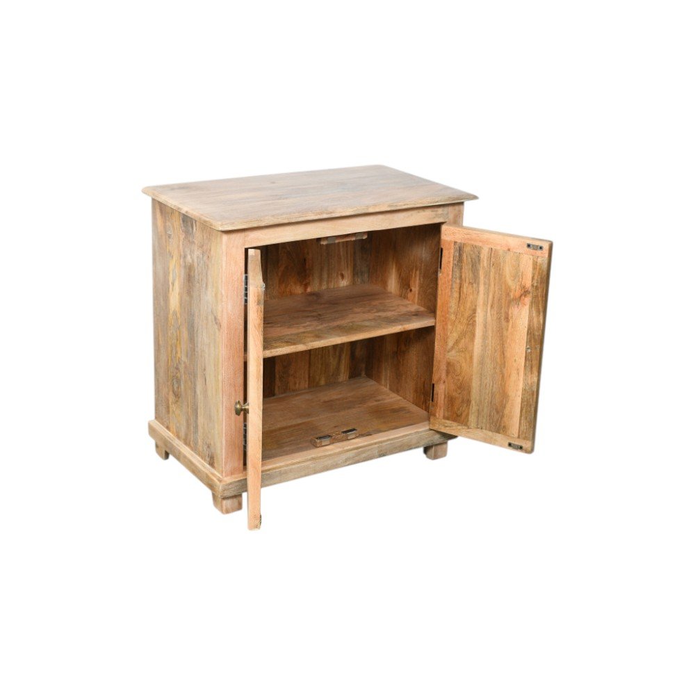 Distressed Natural Solid Wood Nightstand with Storage - 28-inch