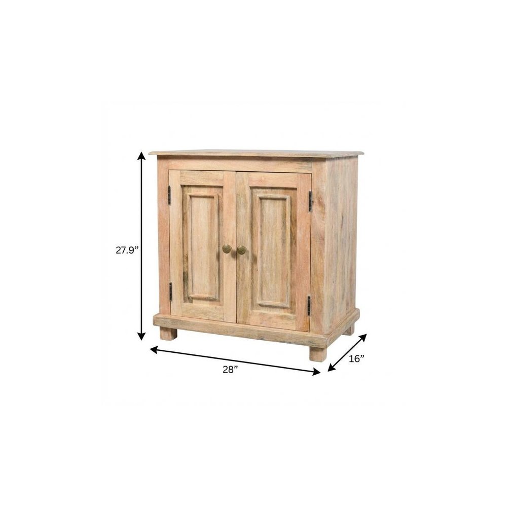 Distressed Natural Solid Wood Nightstand with Storage - 28-inch