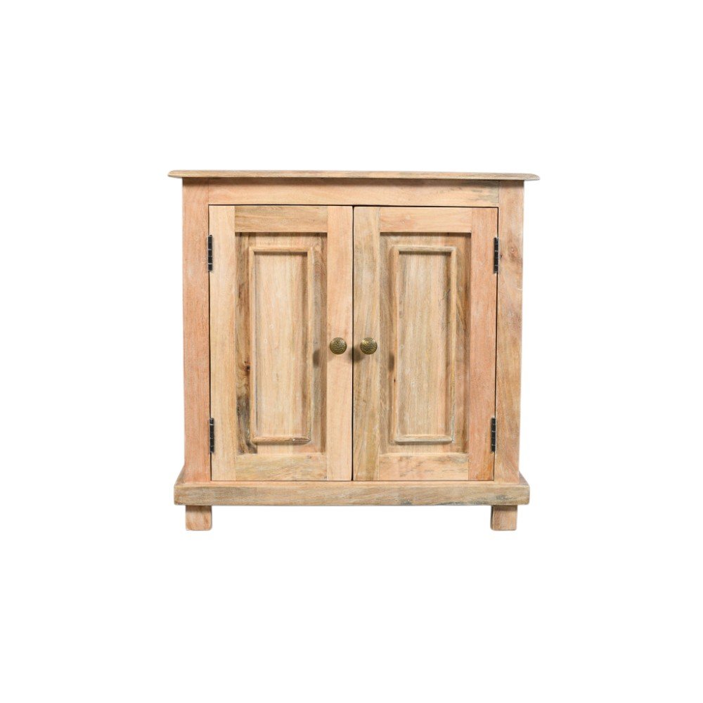 Distressed Natural Solid Wood Nightstand with Storage - 28-inch