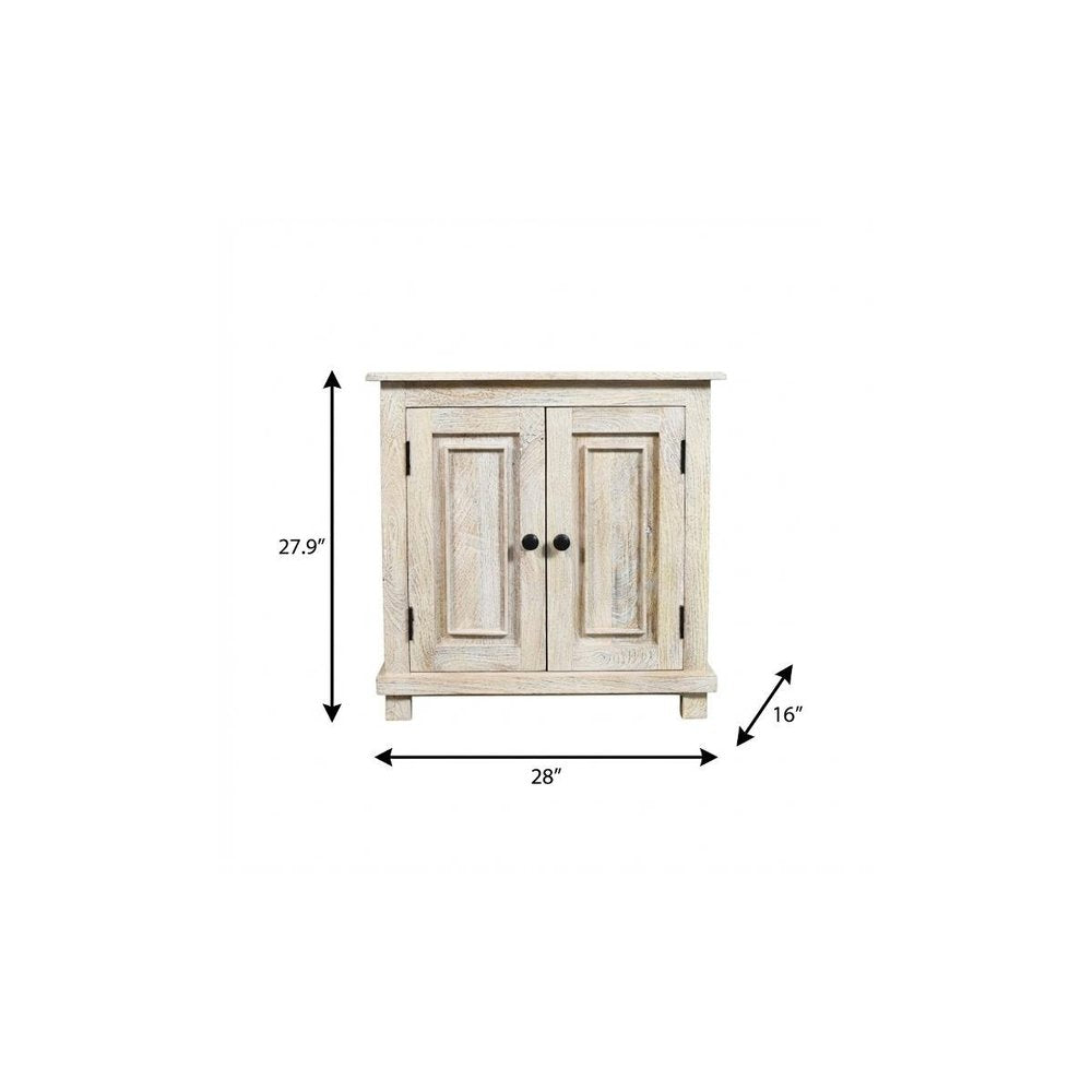 Distressed White Solid Wood Nightstand with Storage - 28-inch