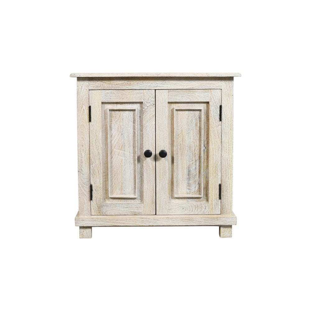 Distressed White Solid Wood Nightstand with Storage - 28-inch