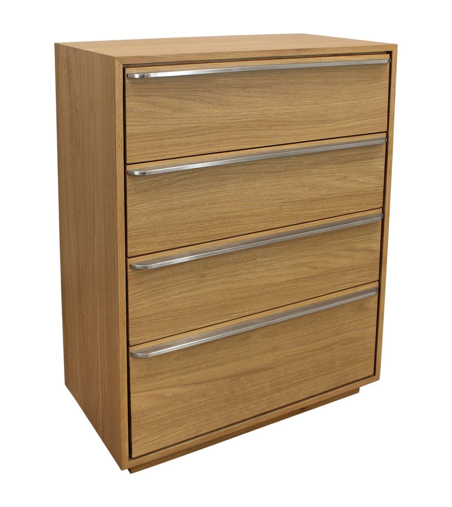 Natural Solid Wood Four Drawer Dresser - 32-inch