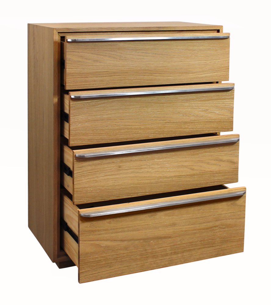 Natural Solid Wood Four Drawer Dresser - 32-inch
