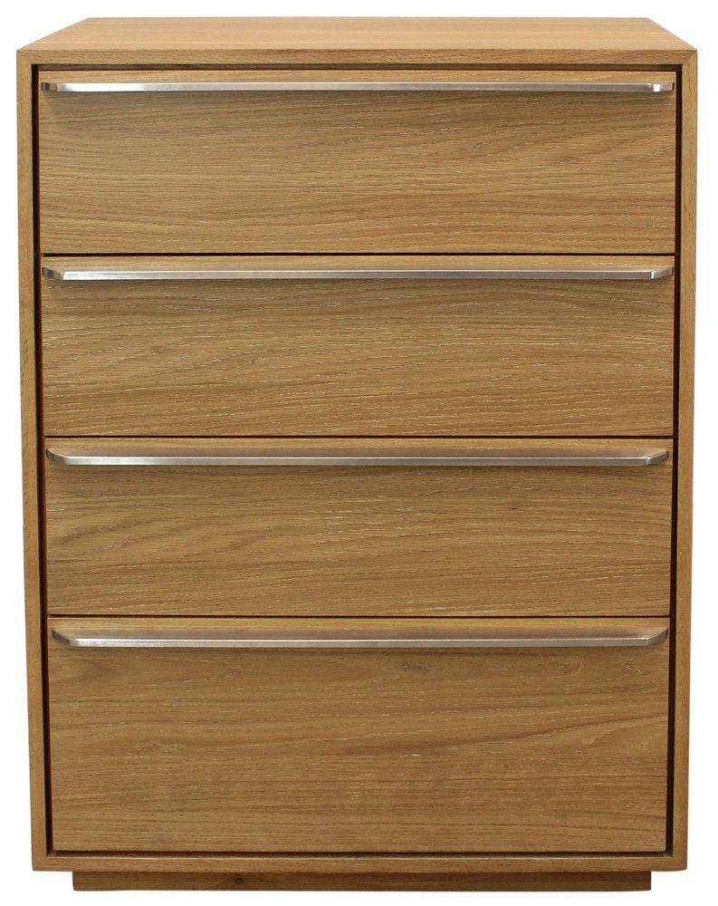 Natural Solid Wood Four Drawer Dresser - 32-inch
