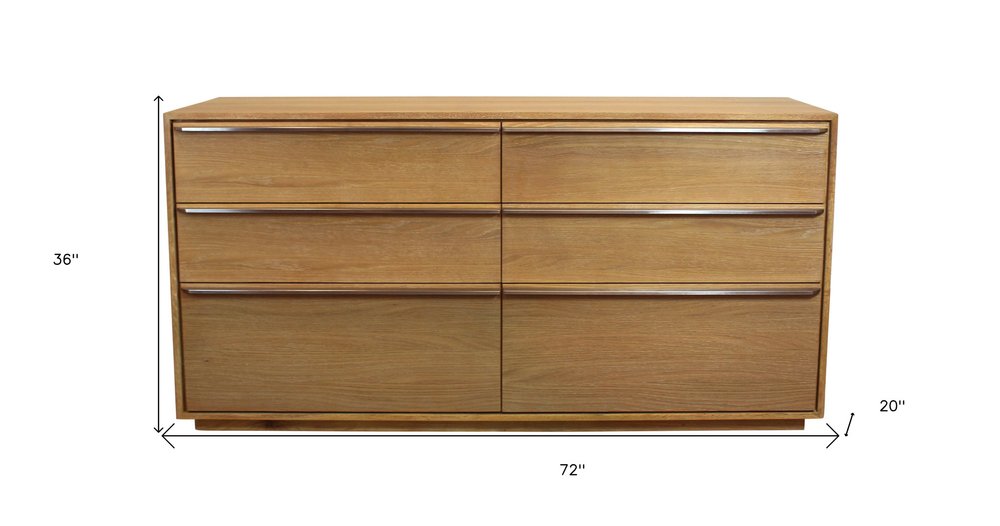 Brown Solid Wood Six Drawer Double Dresser - 72-inch
