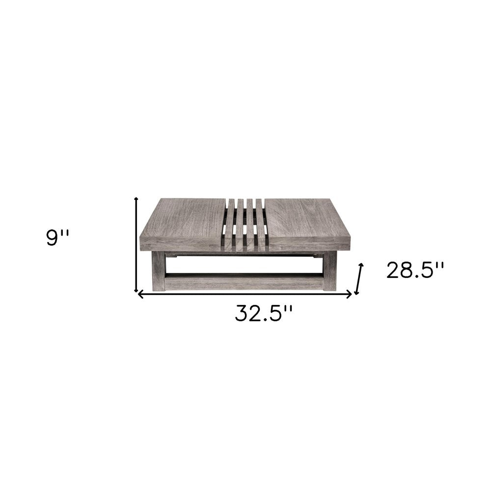 Gray Solid Wood Outdoor Coffee Table - 33-inch