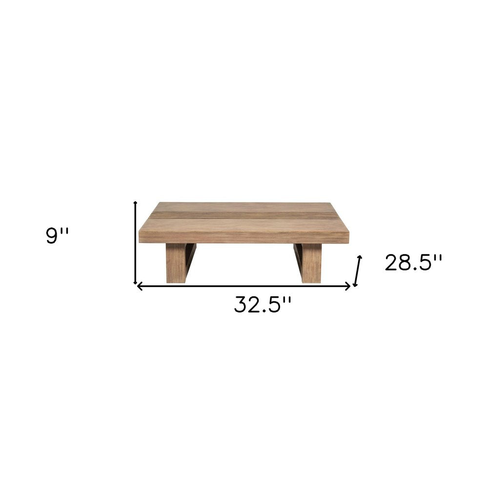 Natural Solid Wood Outdoor Coffee Table - 33-inch