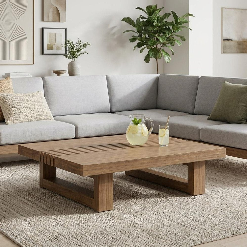 Natural Solid Wood Outdoor Coffee Table - 33-inch