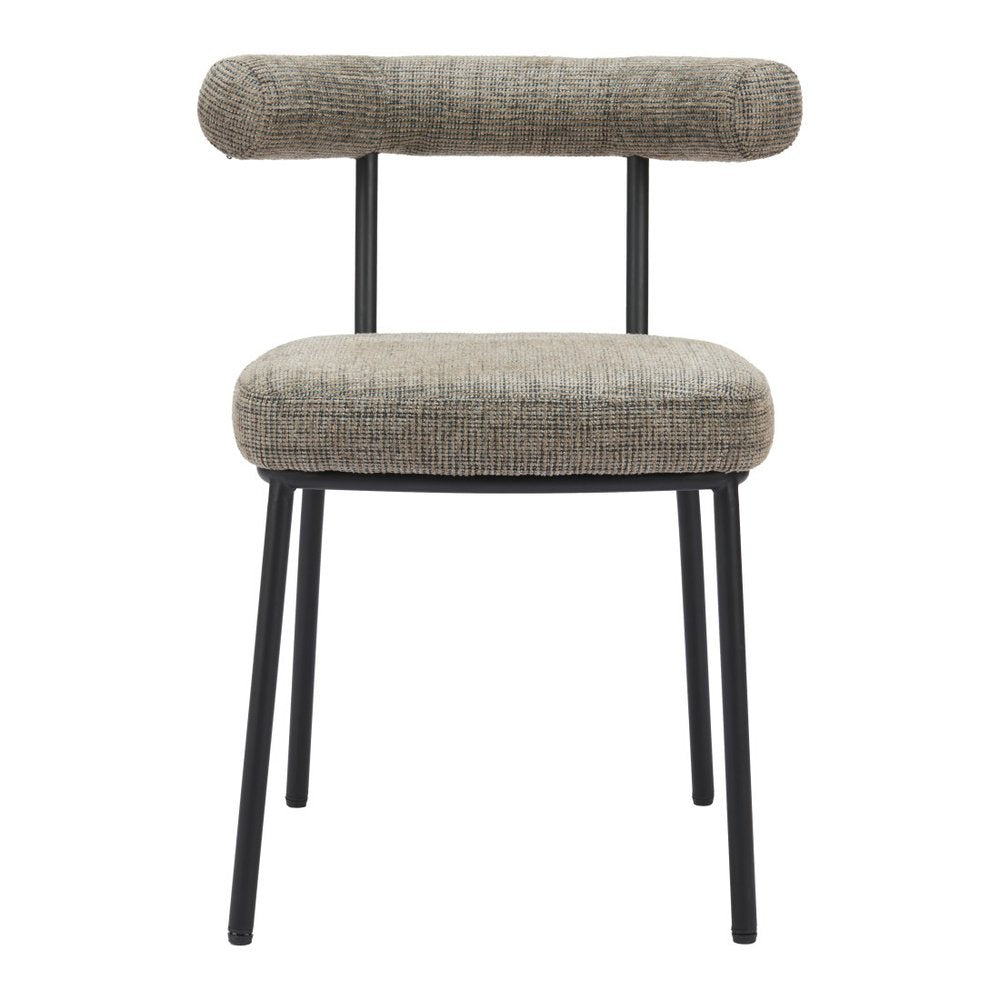 Set of Two Green and Black Upholstered Chenille Open Back Dining Side Chairs