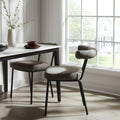 Set of Two Green and Black Upholstered Chenille Open Back Dining Side Chairs
