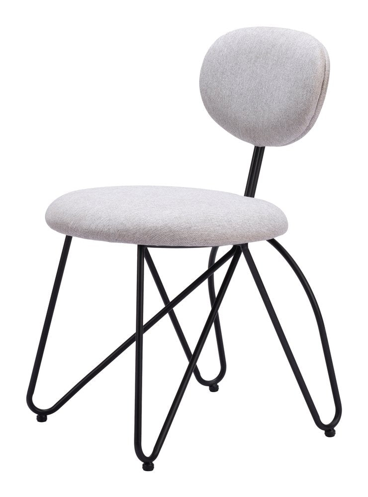 Set of Two Gray and Black Upholstery Open Back Dining Side Chairs