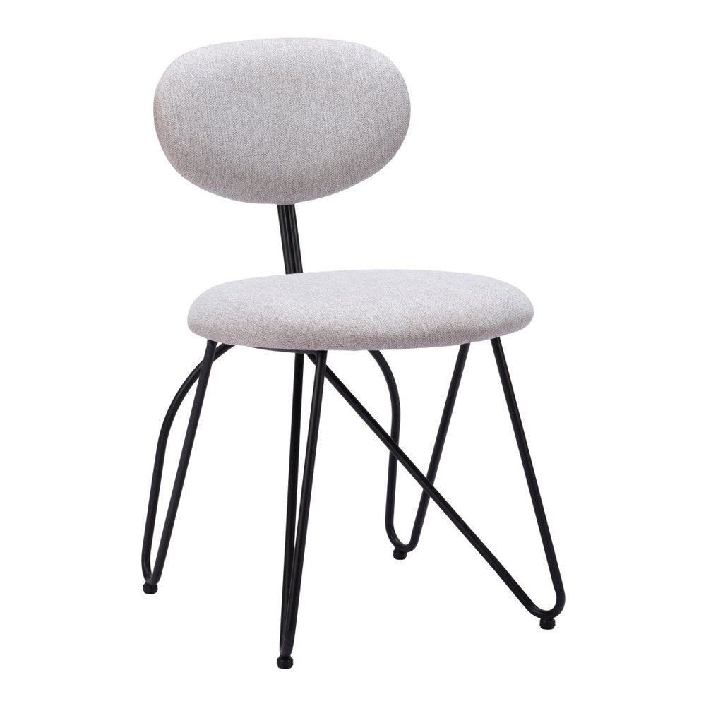 Set of Two Gray and Black Upholstery Open Back Dining Side Chairs