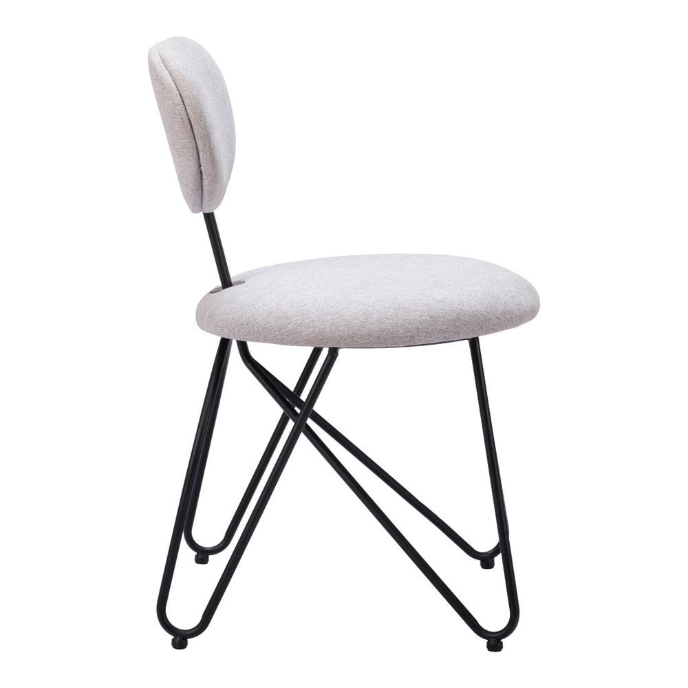Set of Two Gray and Black Upholstery Open Back Dining Side Chairs