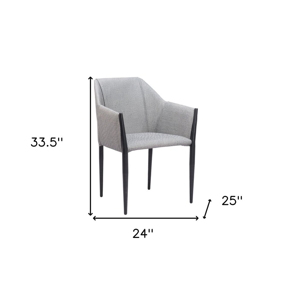 Set of Two Gray and Black Faux Leather Dining Arm Chairs