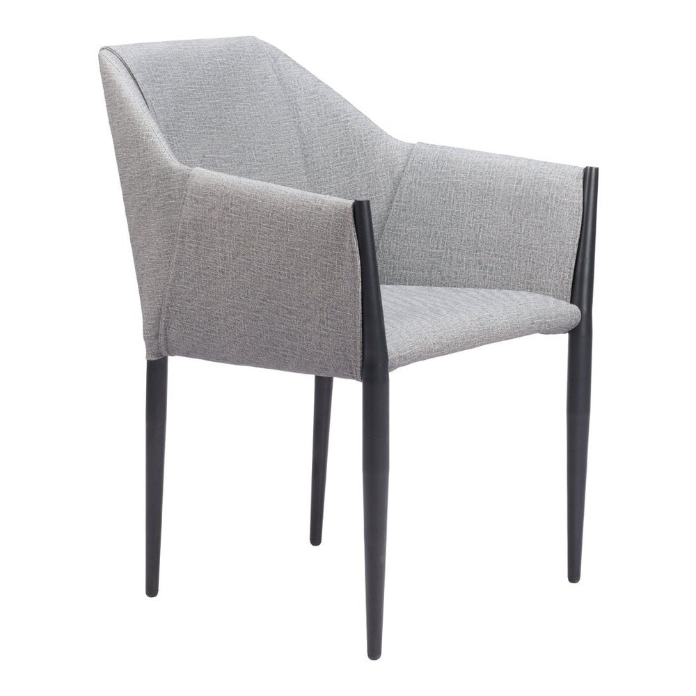 Set of Two Gray and Black Faux Leather Dining Arm Chairs