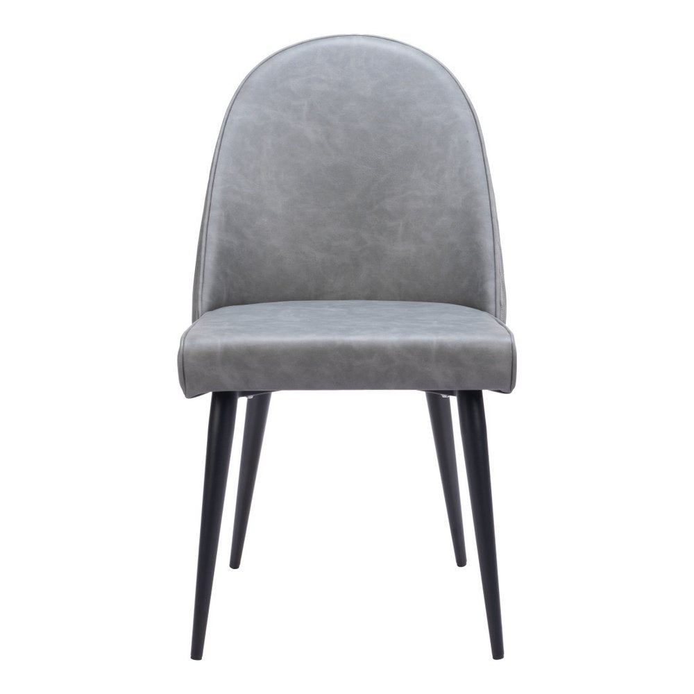 Set of Two Gray and Black Faux Leather Dining Side Chairs