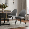 Set of Two Gray and Black Faux Leather Dining Side Chairs
