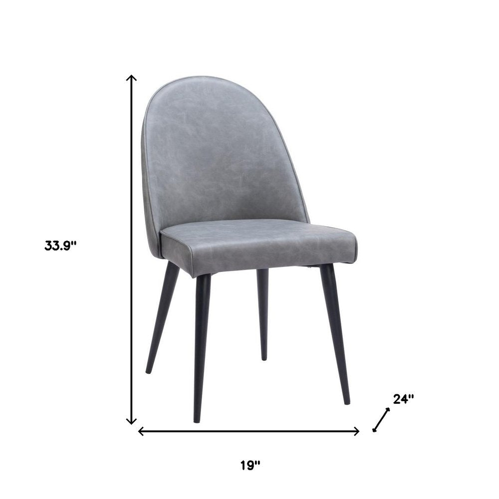 Set of Two Gray and Black Faux Leather Dining Side Chairs