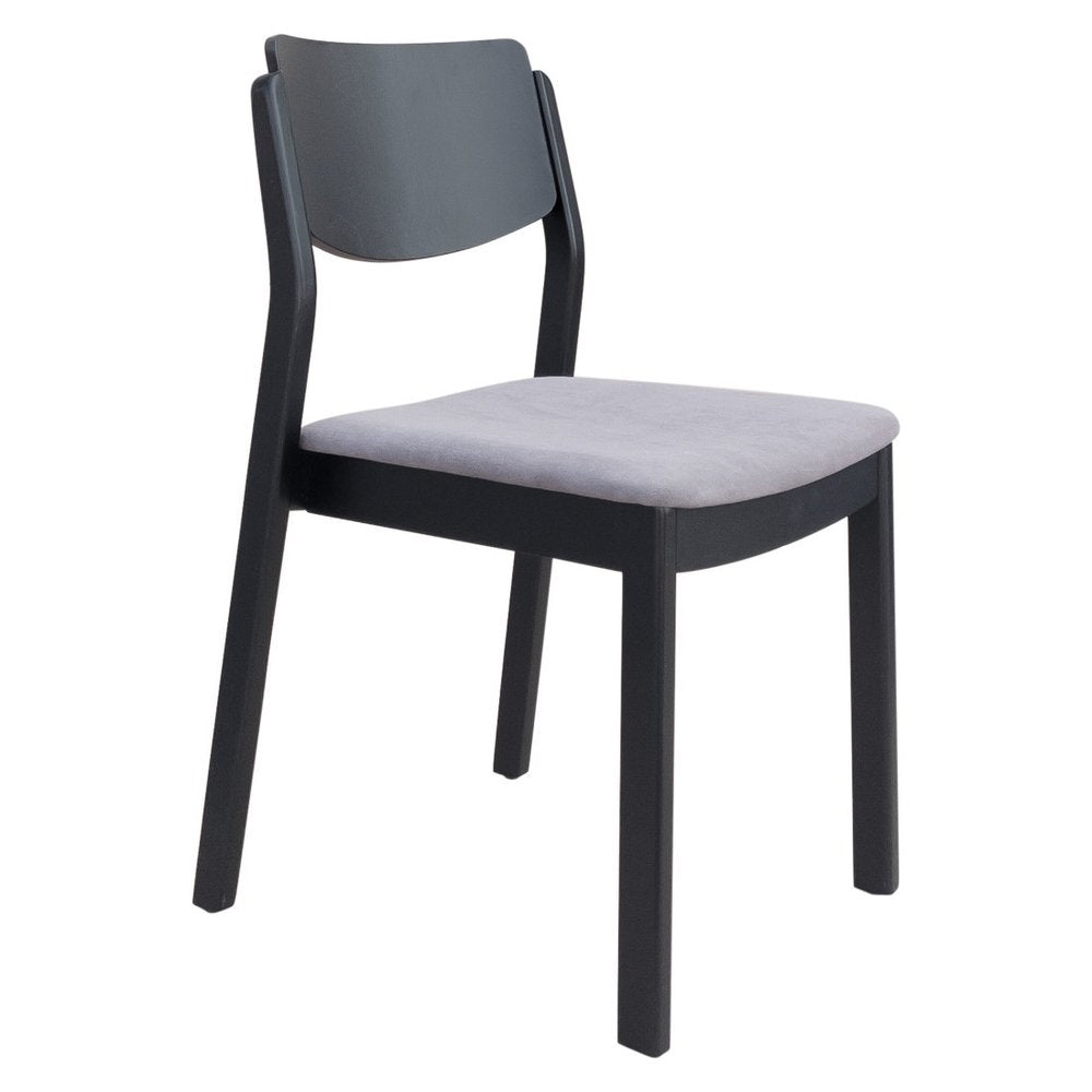 Set of Two Gray and Black Velvet Open Back Dining Side Chairs