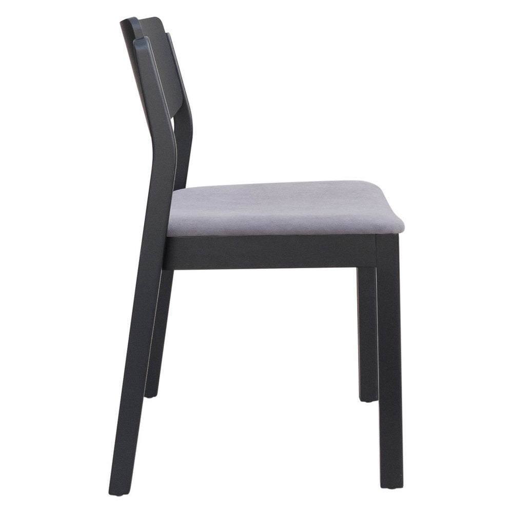 Set of Two Gray and Black Velvet Open Back Dining Side Chairs
