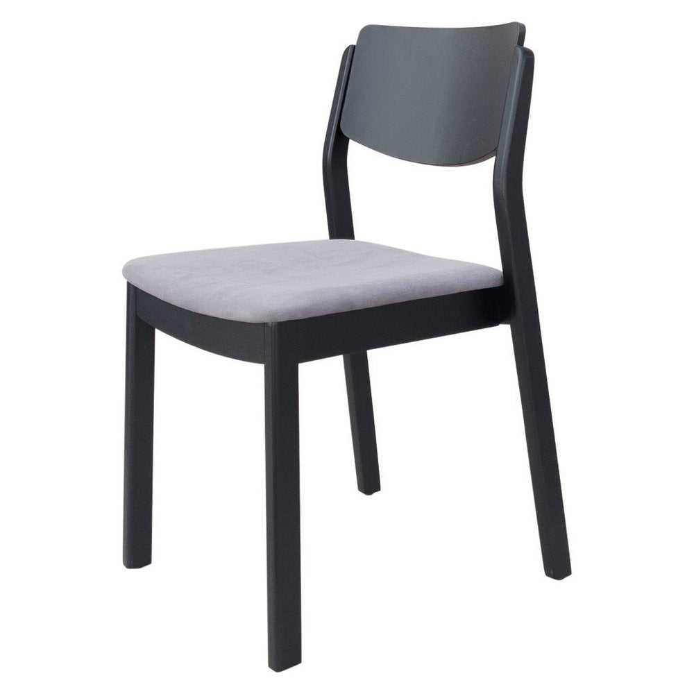 Set of Two Gray and Black Velvet Open Back Dining Side Chairs