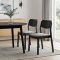 Set of Two Gray and Black Velvet Open Back Dining Side Chairs