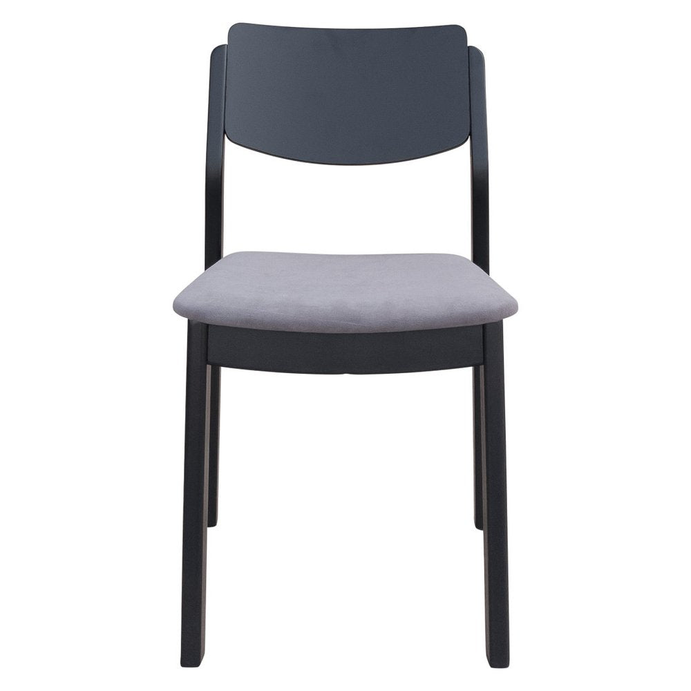 Set of Two Gray and Black Velvet Open Back Dining Side Chairs