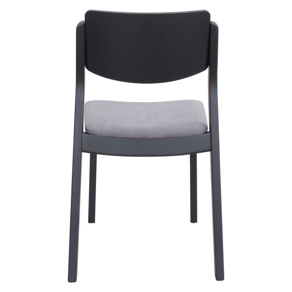Set of Two Gray and Black Velvet Open Back Dining Side Chairs