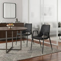 Set of Two Black Faux Leather Open Back Dining Arm Chairs