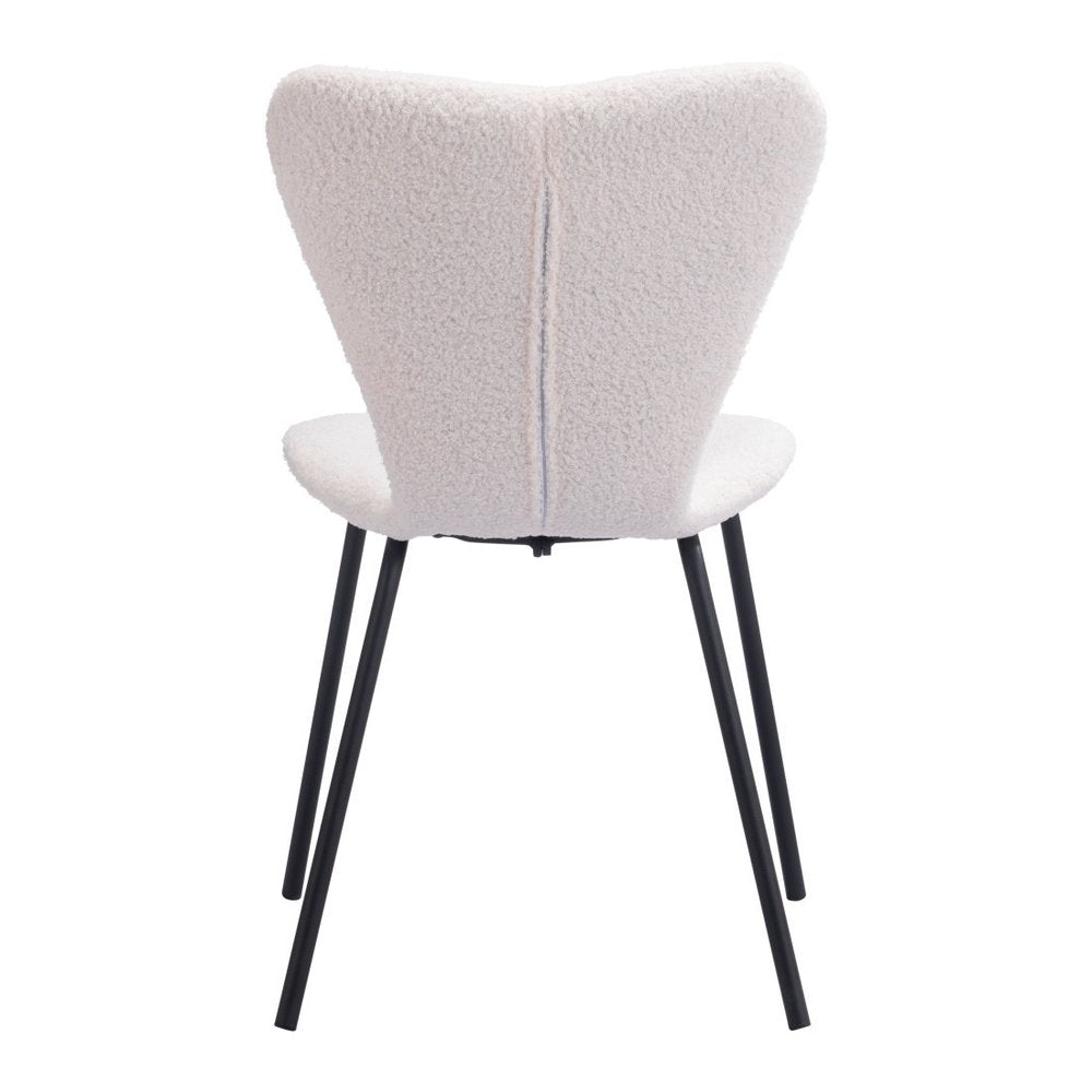 Set of Two Ivory and Black Faux Fur Dining Side Chairs