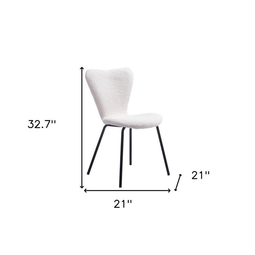 Set of Two Ivory and Black Faux Fur Dining Side Chairs