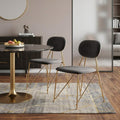 Set of Two Gray and Gold Velvet Open Back Dining Side Chairs