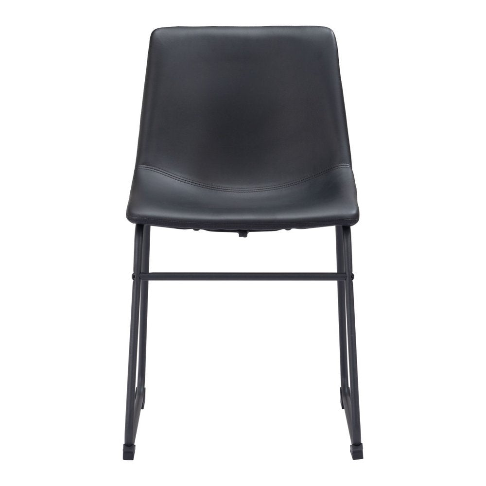 Set of Two Black Faux Leather Dining Side Chairs