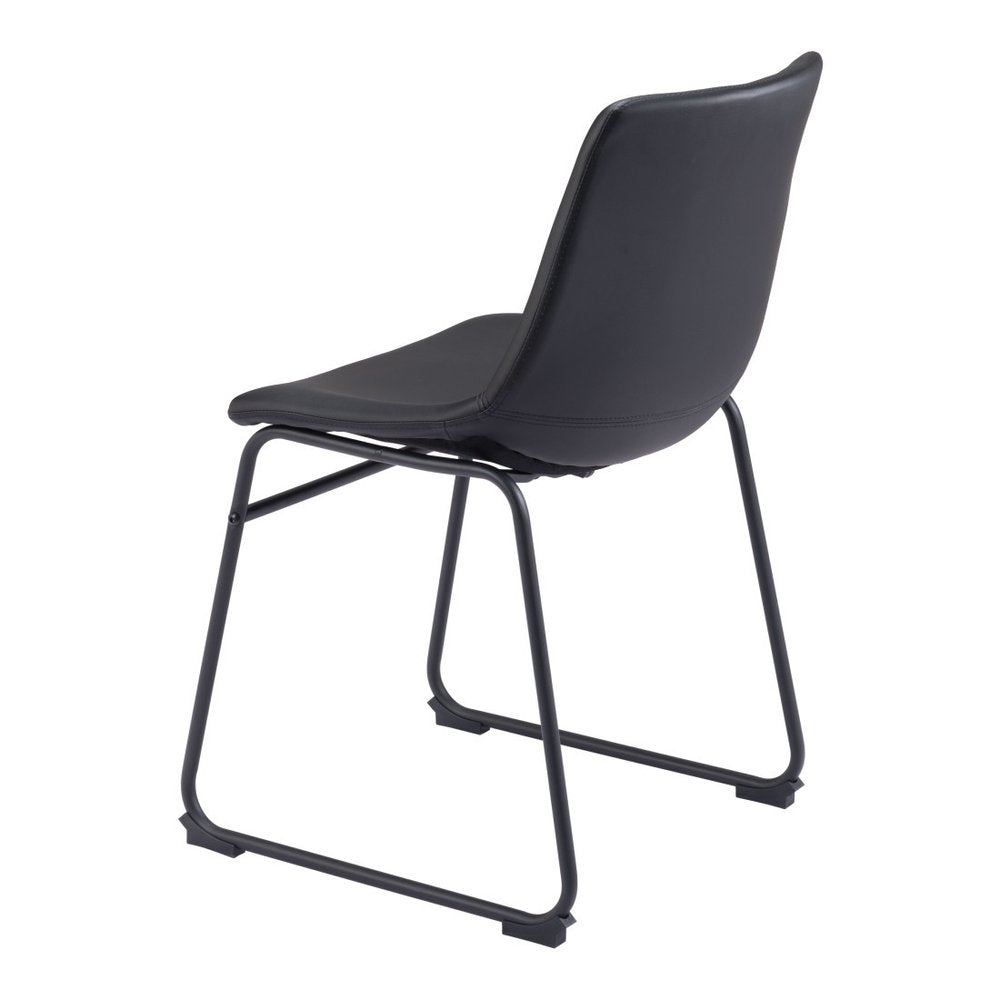 Set of Two Black Faux Leather Dining Side Chairs