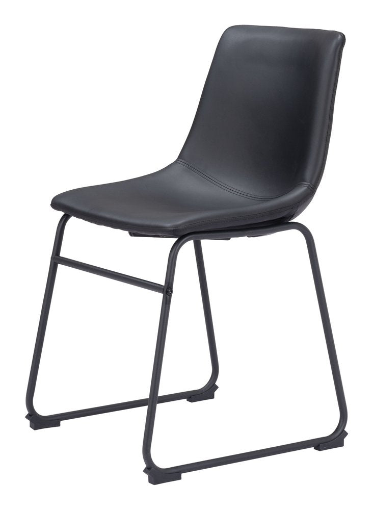 Set of Two Black Faux Leather Dining Side Chairs
