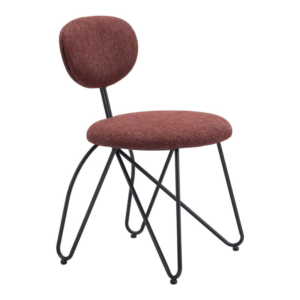 Set of Two Brown and Black Upholstery Open Back Dining Side Chairs