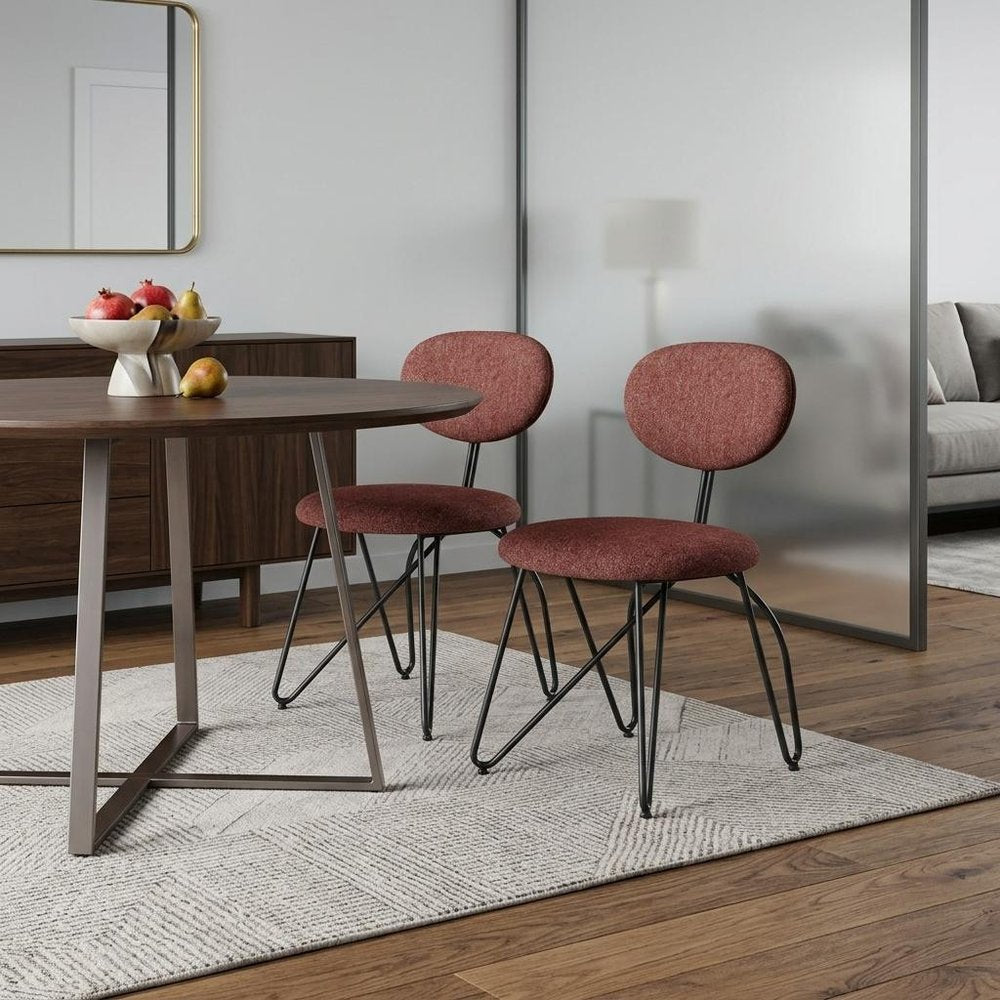 Set of Two Brown and Black Upholstery Open Back Dining Side Chairs