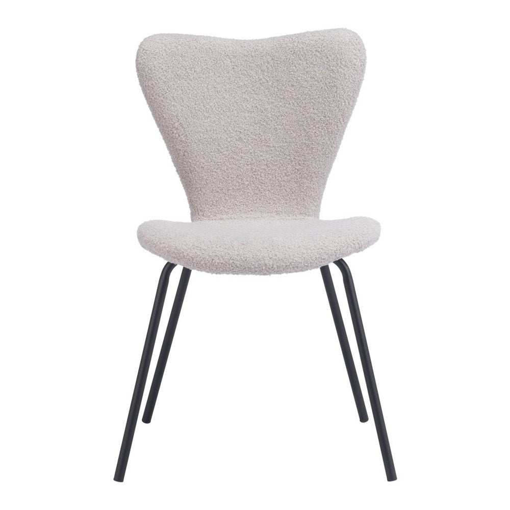 Set of Two Gray and Black Faux Fur Dining Side Chairs