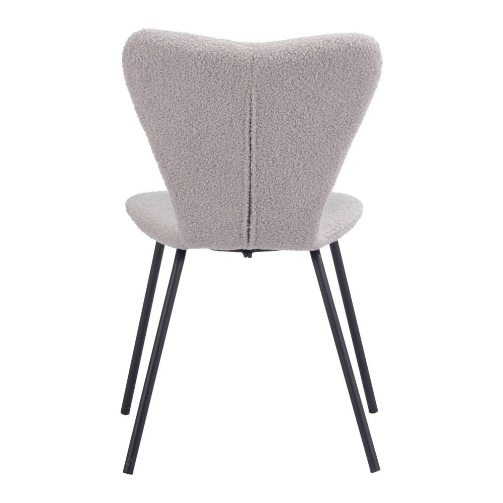 Set of Two Gray and Black Faux Fur Dining Side Chairs
