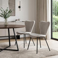 Set of Two Gray and Black Faux Fur Dining Side Chairs