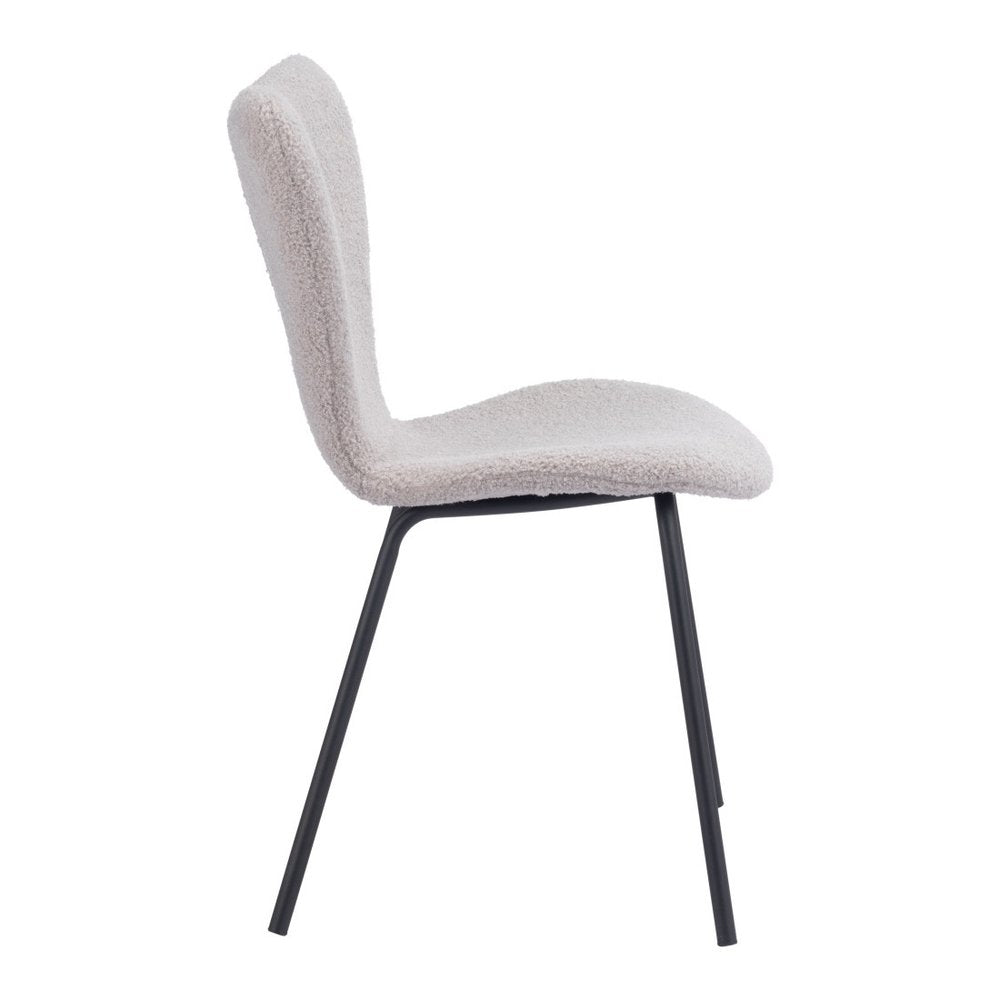 Set of Two Gray and Black Faux Fur Dining Side Chairs